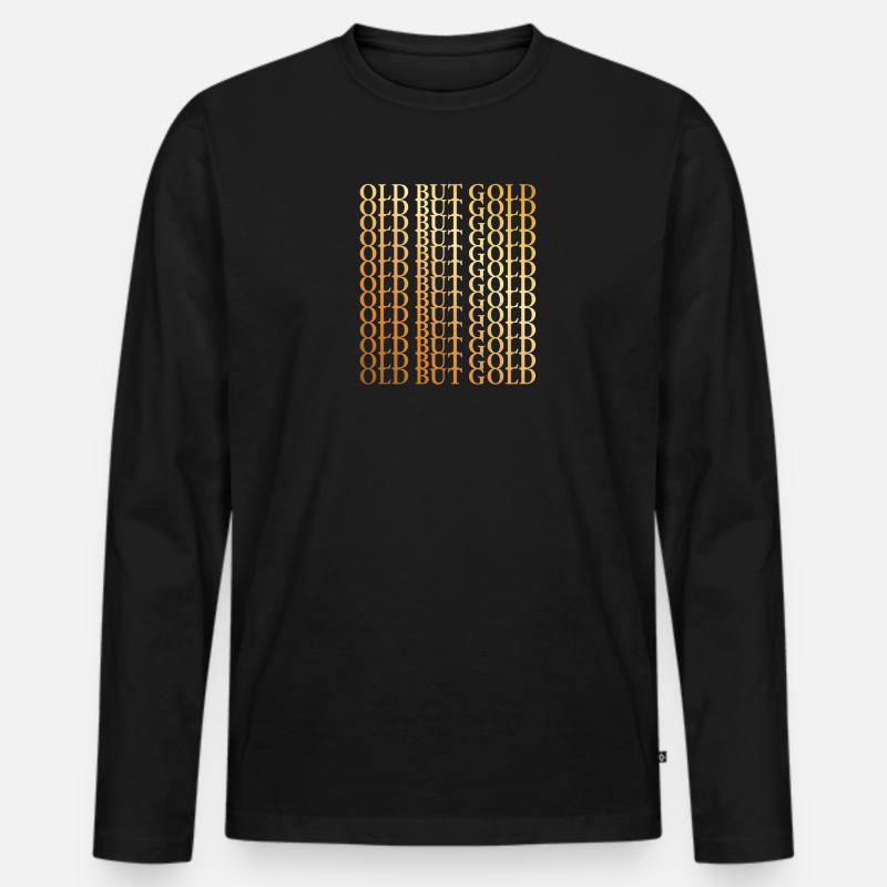 Old but Gold - Männer Premium Bio Langarmshirt - Schwarz