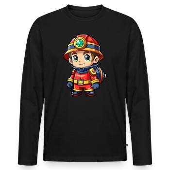 Héros en rouge le pompier - T-shirt manches longues Premium bio Homme - noir - Devant - Nico (187cm)