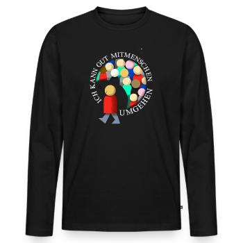Ich kann gut Mitmenschen umgehen - Männer Premium Bio Langarmshirt - Schwarz - Vorne - Nico (187cm)