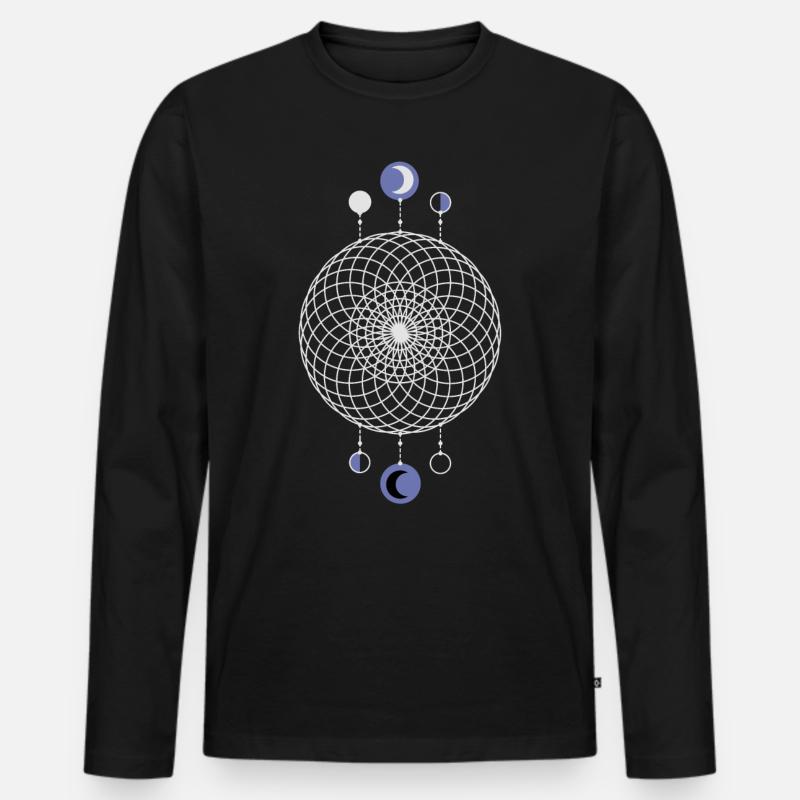 Geometric Pattern Moon Phases - Men's Premium Organic Long Sleeve Shirt - black