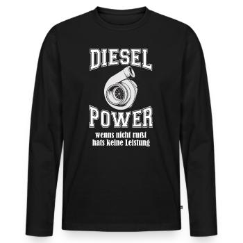 DIESEL POWER DOPPEL S - Männer Premium Bio Langarmshirt - Schwarz - Vorne - Nico (187cm)