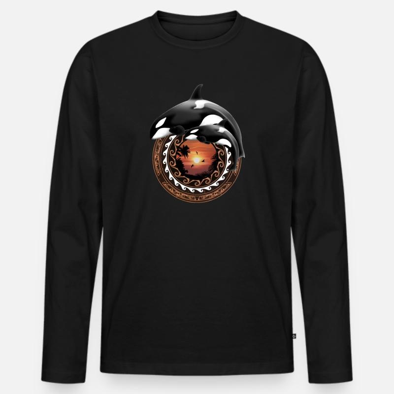Orca Killerwal - Männer Premium Bio Langarmshirt - Schwarz