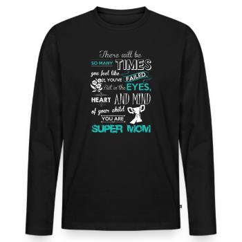 super mom - T-shirt manches longues Premium bio Homme - noir - Devant - Nico (187cm)