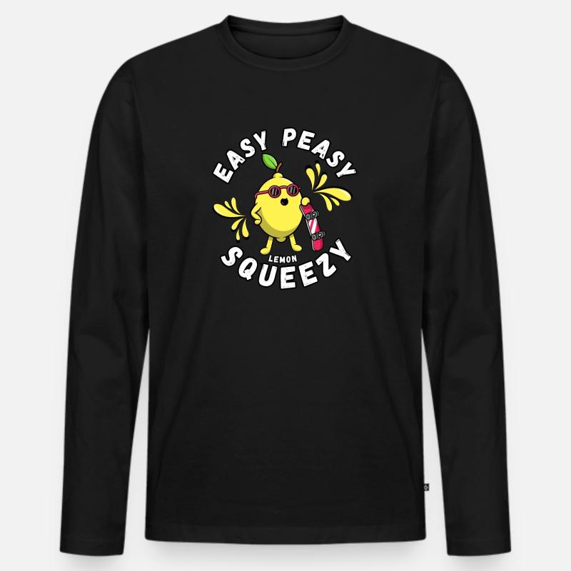 Easy Peasy Zitrone Squeezy - Männer Premium Bio Langarmshirt - Schwarz