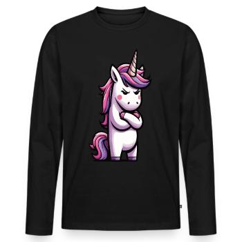 Licorne Licorne Fan Licorne Amoureux de la licorne - T-shirt manches longues Premium bio Homme - noir - Devant - Nico (187cm)