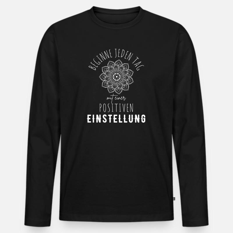 POSITIVE EINSTELLUNG MINDSET Motivation - Männer Premium Bio Langarmshirt - Schwarz