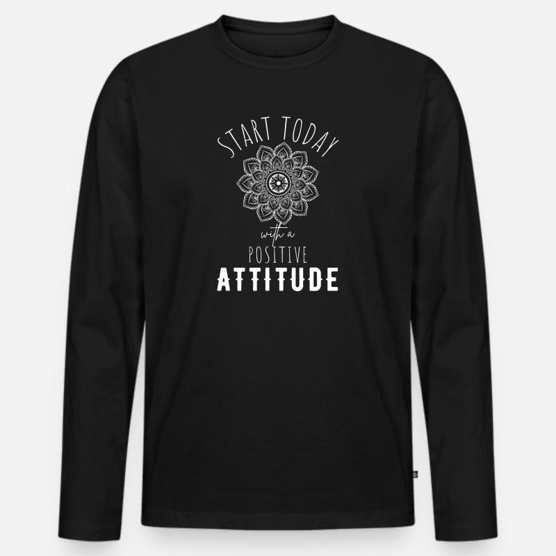 POSITIVE EINSTELLUNG MINDSET Motivation - Männer Premium Bio Langarmshirt - Schwarz