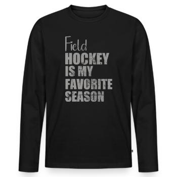 Le hockey sur gazon est ma saison préférée de hockey en salle - T-shirt manches longues Premium bio Homme - noir - Devant - Nico (187cm)