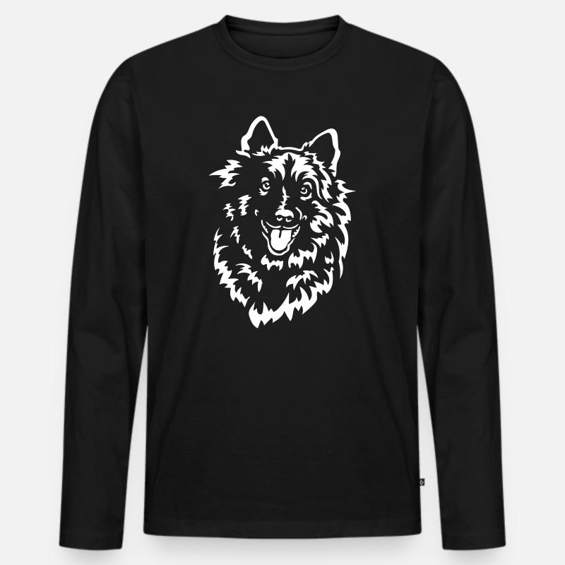 Wolfsspitz Kopf "Black Edition" - Männer Premium Bio Langarmshirt - Schwarz