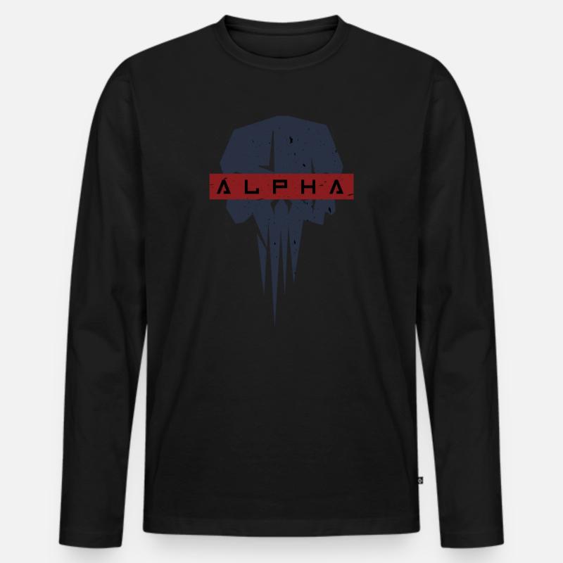 Alpha Skull - Männer Premium Bio Langarmshirt - Schwarz