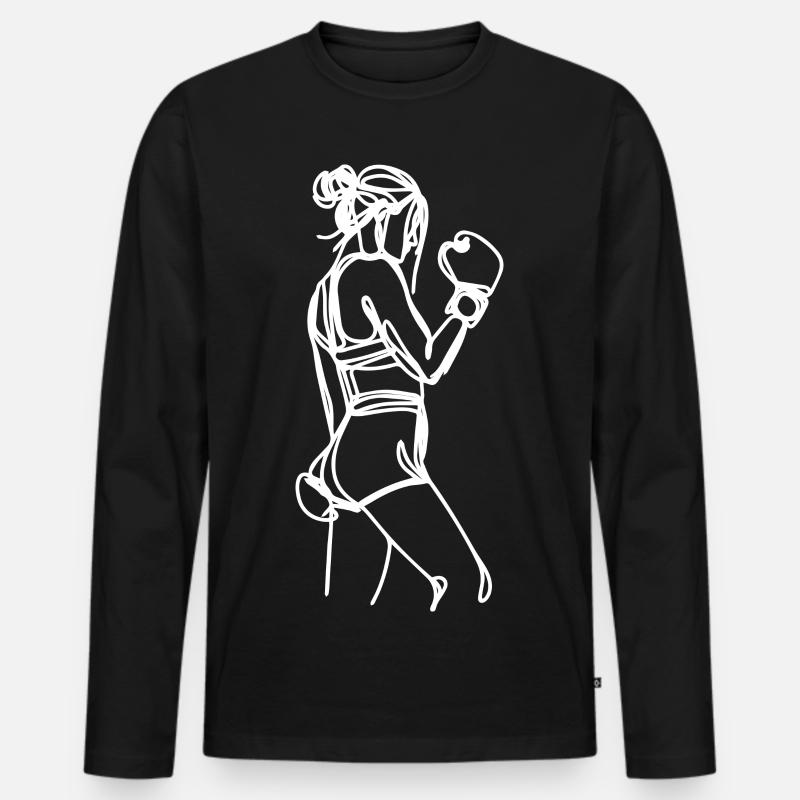 Boxerin Grafik - Männer Premium Bio Langarmshirt - Schwarz