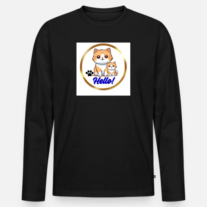 Hallo - Männer Premium Bio Langarmshirt - Schwarz