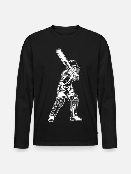 Cricket Batter Sketch - Men's Premium Organic Long Sleeve Shirt - black