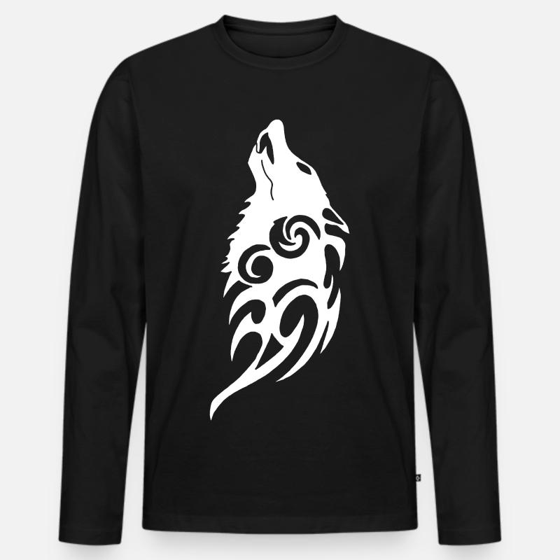 Geisterwolf des Waldes - Männer Premium Bio Langarmshirt - Schwarz