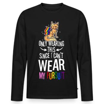 Je ne le porte que depuis que je ne peux pas porter ma fursuit - T-shirt manches longues Premium bio Homme - noir - Devant - Nico (187cm)