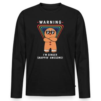 Bonhomme en pain d'épices de Noël en pain d'épices - T-shirt manches longues Premium bio Homme - noir - Devant - Nico (187cm)