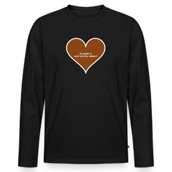 lebkuchenherz München Oktober - Männer Premium Bio Langarmshirt - Schwarz - Vorne - Nico (187cm)