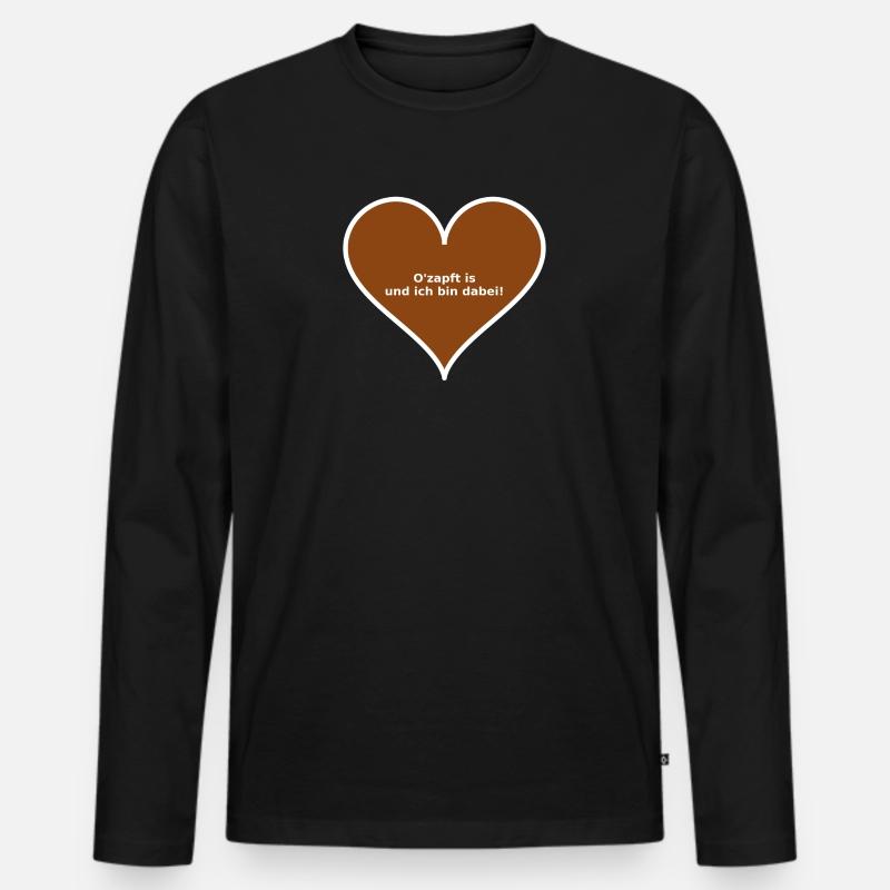 lebkuchenherz München Oktober - Männer Premium Bio Langarmshirt - Schwarz