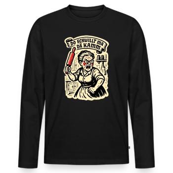 Do schwillt ma dä Kamm - Badische Sprüche - Männer Premium Bio Langarmshirt - Schwarz - Vorne - Nico (187cm)