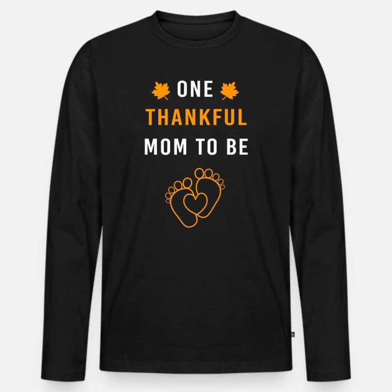 Thanksgiving Gender Reveal Werdende Mutter - Männer Premium Bio Langarmshirt - Schwarz
