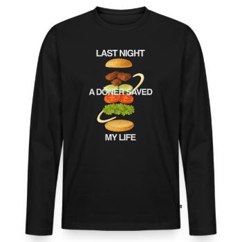 Last Night Döner Saved My Life - Männer Premium Bio Langarmshirt - Schwarz - Vorne - Nico (187cm)