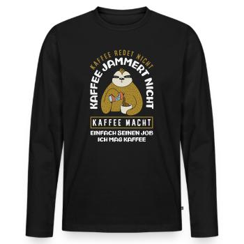 Coffee doesn't talk – I like coffee - Men's Premium Organic Long Sleeve Shirt - black - Front - Nico (187cm)