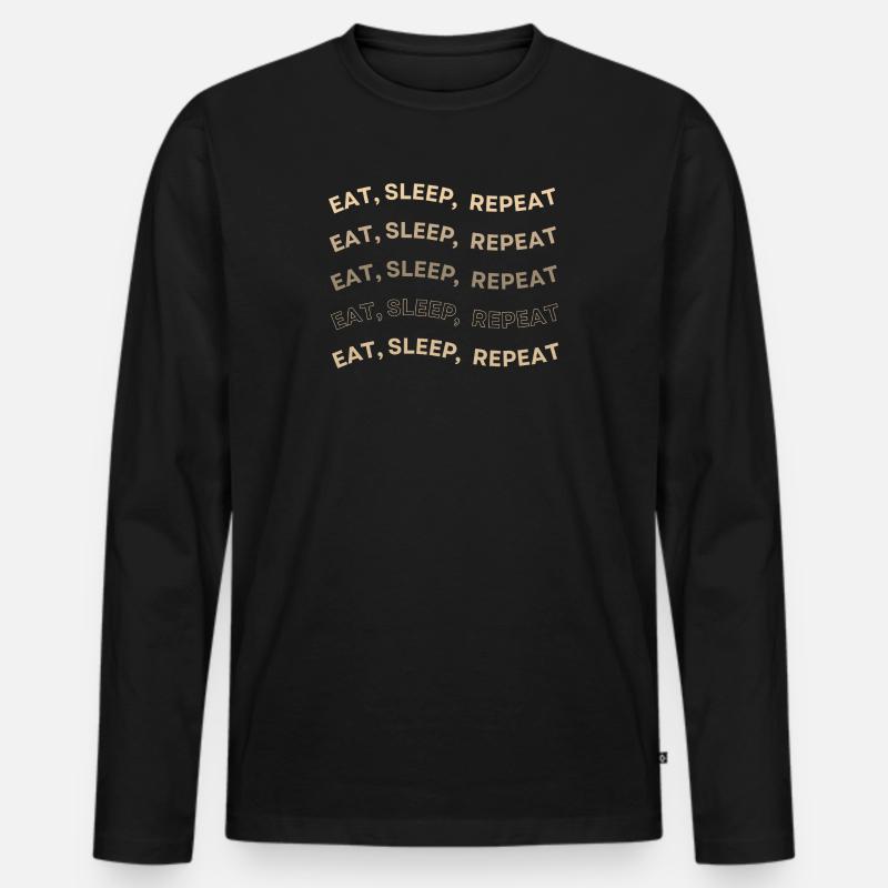Eat Sleep Repeat Muster - Männer Premium Bio Langarmshirt - Schwarz