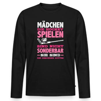 Cadeau drôle de joueur de hockey - T-shirt manches longues Premium bio Homme - noir - Devant - Nico (187cm)