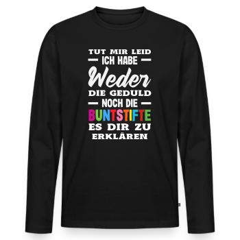Neither patience nor crayons – sarcasm - Men's Premium Organic Long Sleeve Shirt - black - Front - Nico (187cm)