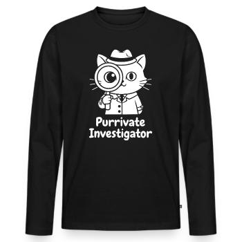 Purrivate Investigator Kitten - Men's Premium Organic Long Sleeve Shirt - black - Front - Nico (187cm)