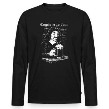 Cogito Ergo Sum - T-shirt manches longues Premium bio Homme - noir - Devant - Nico (187cm)