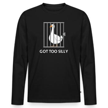 Goose – Wurde zu albern - Männer Premium Bio Langarmshirt - Schwarz - Vorne - Nico (187cm)