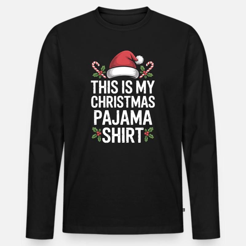 Das ist mein Weihnachts-Pyjamashirt - Männer Premium Bio Langarmshirt - Schwarz