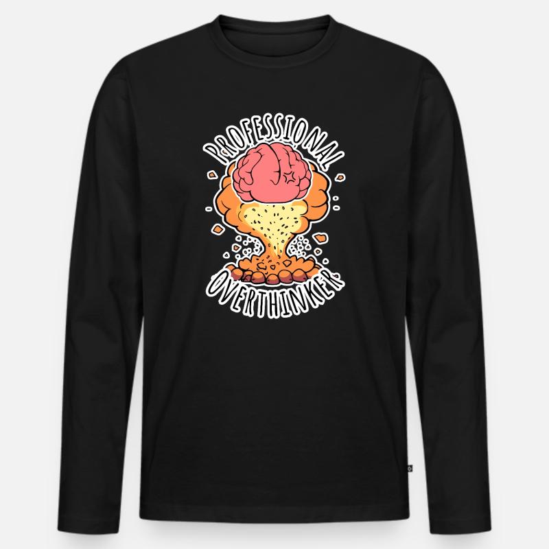 Professional Overthinker - Gehirn Explosion! - Männer Premium Bio Langarmshirt - Schwarz