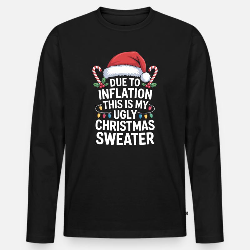 Inflation Hässlicher Weihnachtspullover - Männer Premium Bio Langarmshirt - Schwarz