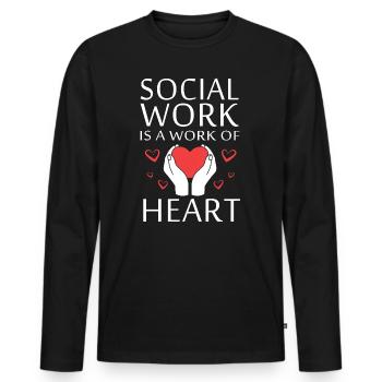 Travailleur social Pédagogue social Travailleur social - T-shirt manches longues Premium bio Homme - noir - Devant - Nico (187cm)