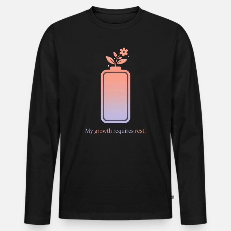 My Growth Requires Rest – Selfcare Design - Männer Premium Bio Langarmshirt - Schwarz