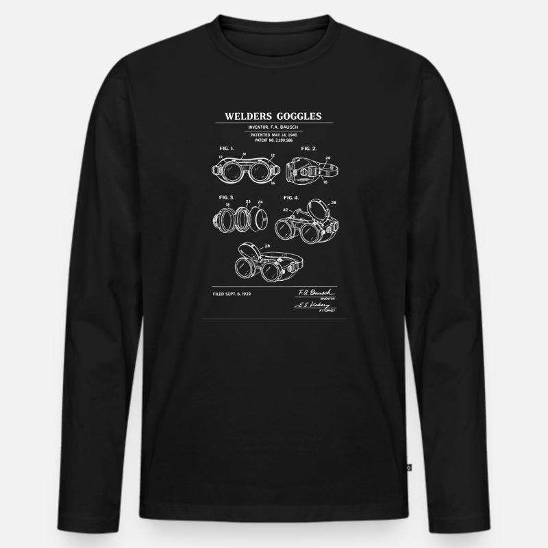 Patentblaupause: Schweißbrille - Männer Premium Bio Langarmshirt - Schwarz