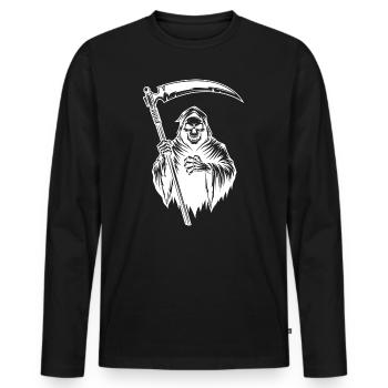 The Grim Reaper Reaper Design Skull Version - Men's Premium Organic Long Sleeve Shirt - black - Front - Nico (187cm)
