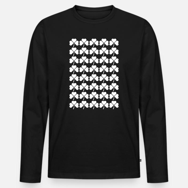 Shamrock-Rastermuster - Männer Premium Bio Langarmshirt - Schwarz