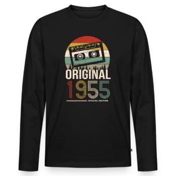 1955 anniversaire 1955 né en 1955 anniversaire - T-shirt manches longues Premium bio Homme - noir - Devant - Nico (187cm)