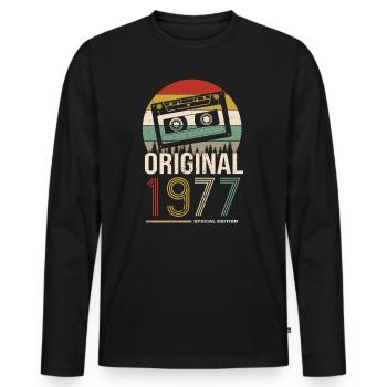 Geburtstag 1977 1977 Geboren 1977 Geburtstag - Männer Premium Bio Langarmshirt - Schwarz - Vorne - Nico (187cm)