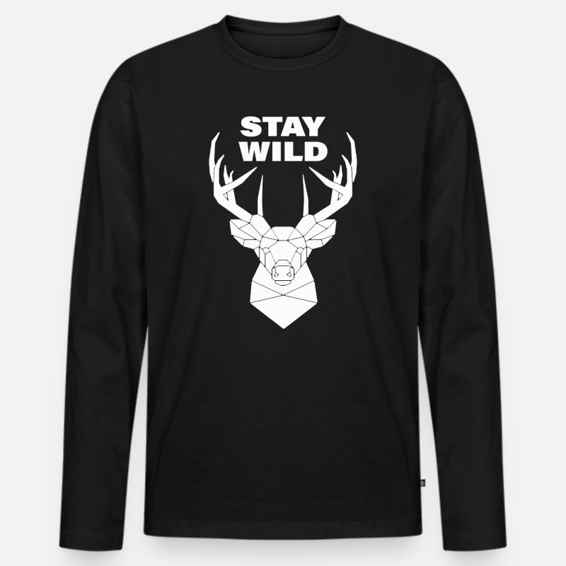STAY WILD - Männer Premium Bio Langarmshirt - Schwarz