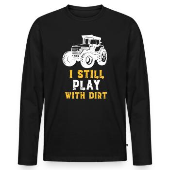 Traktor & Dreck - Männer Premium Bio Langarmshirt - Schwarz - Vorne - Nico (187cm)