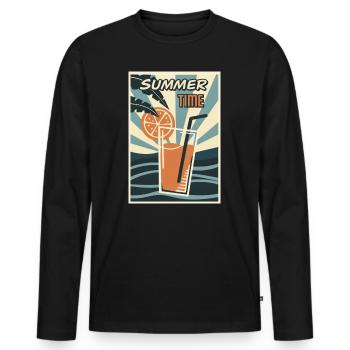 Boisson Orange d’été rétro - T-shirt manches longues Premium bio Homme - noir - Devant - Nico (187cm)