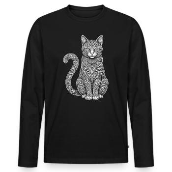 Hauskatze - Männer Premium Bio Langarmshirt - Schwarz - Vorne - Nico (187cm)