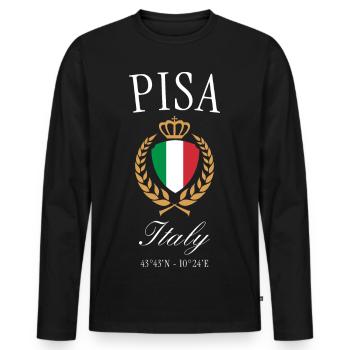 Pisa Italien Wappen Krone – Reise Souvenir - Männer Premium Bio Langarmshirt - Schwarz - Vorne - Nico (187cm)