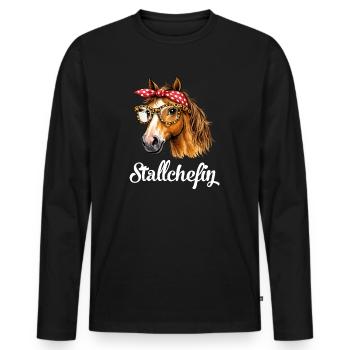 Stallchefin Pferd Stall lustig - Männer Premium Bio Langarmshirt - Schwarz - Vorne - Nico (187cm)