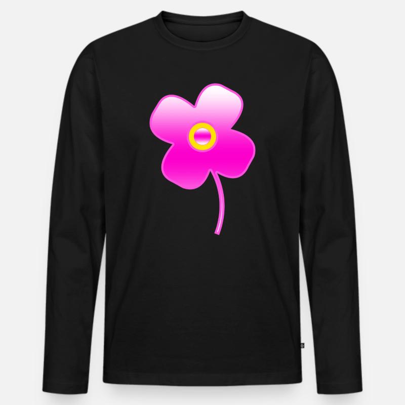 Blumen - Männer Premium Bio Langarmshirt - Schwarz