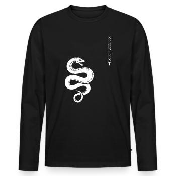 Schlange Serpent Reptil Kobra Natter Monochrom - Männer Premium Bio Langarmshirt - Schwarz - Vorne - Nico (187cm)